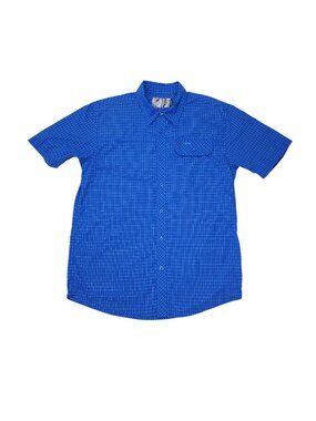 Realtree Mens M Short Sleeve Button Up Shirt Blue Plaid Lightweight Breathable